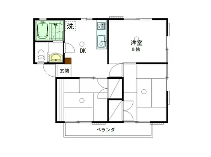 第二コーポサングリーン C棟(3DK/2階)の間取り写真