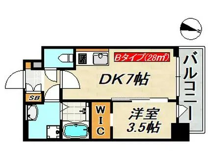 SDグランツ三宮イーストフロント(1DK/9階)の間取り写真