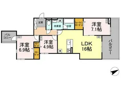 D-RESIDENCE稲城(3LDK/4階)の間取り写真