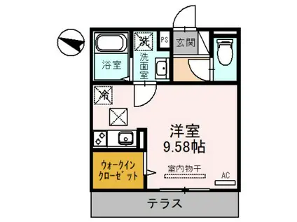 リバーハイツIII(ワンルーム/1階)の間取り写真