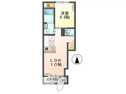 APGヴィラ徳倉A(1LDK/1階)の間取り写真