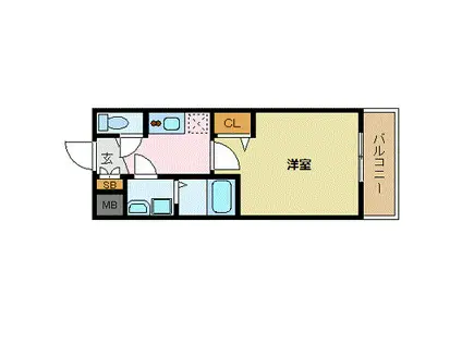 レジュールアッシュ心斎橋リュクス(1K/2階)の間取り写真