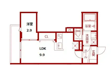 フィオーレエスパシオ(1LDK/2階)の間取り写真