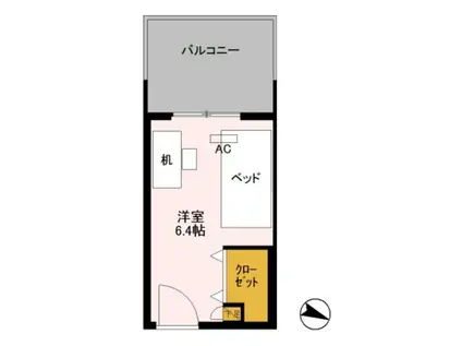 ロイヤルパークスER万代 SHARE万代(ワンルーム/3階)の間取り写真