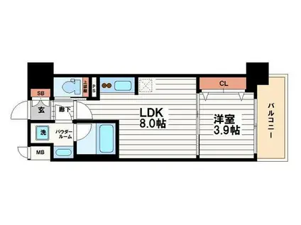 レオンコンフォート本町東III(1LDK/12階)の間取り写真