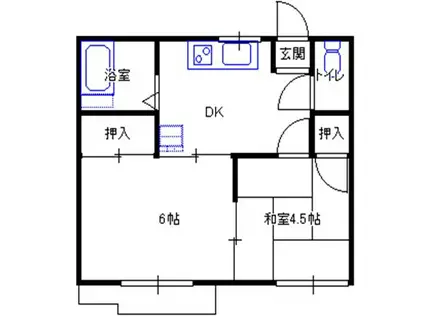 込田コーポ(2DK/2階)の間取り写真