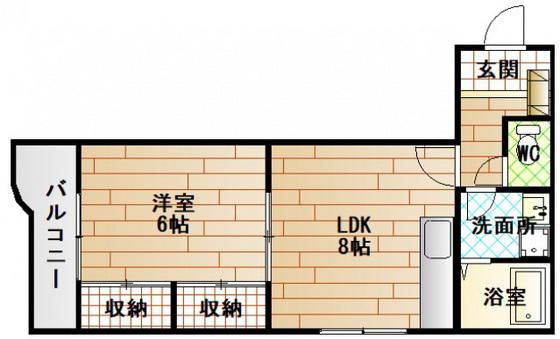 谷本レジデンス(1LDK/2階)の間取り写真