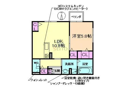セルジエ中桜塚(1LDK/2階)の間取り写真