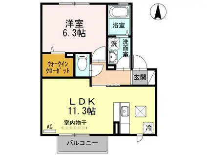 D-ROOM白石東(1LDK/1階)の間取り写真