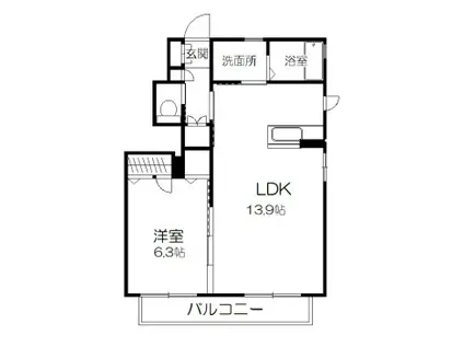 オレンジピール(1LDK/1階)の間取り写真