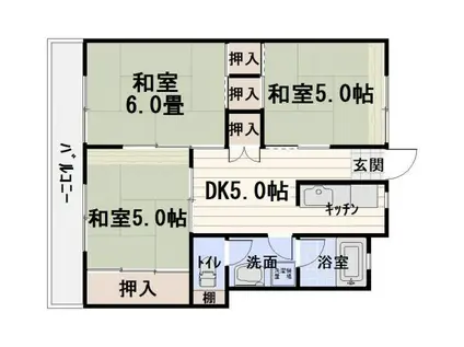 グラン・ブルー・アクア(3DK/8階)の間取り写真