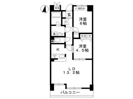 ラ・ポーム(2LDK/5階)の間取り写真