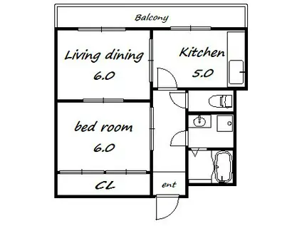 シャトゥソフィア(2DK/2階)の間取り写真