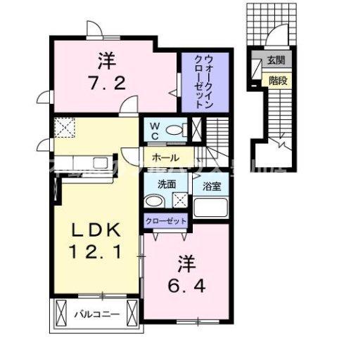 ネオシティ葵 B(2LDK/2階)の間取り写真