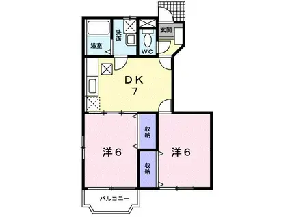 ヴィラ・ガーデン 山川町(2DK/1階)の間取り写真