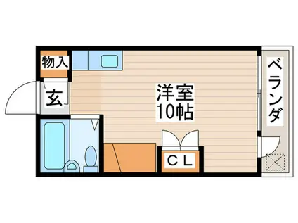 コーポベルA棟(ワンルーム/2階)の間取り写真