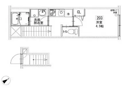 ソルナクレイシア西荻窪II(1K/2階)の間取り写真