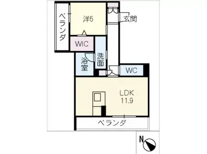 アモタテラス(1LDK/2階)の間取り写真