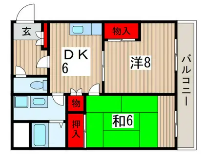 メゾンド鴇田(2DK/2階)の間取り写真