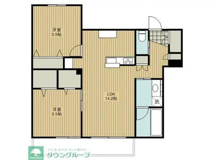 鶴川3丁目メゾン(2LDK/1階)の間取り写真