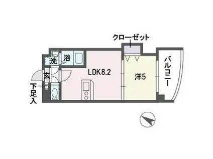 アヴァンセ那の川(1LDK/4階)の間取り写真