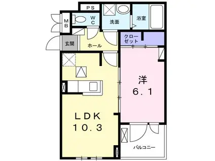 グラン ビシュ(1LDK/1階)の間取り写真