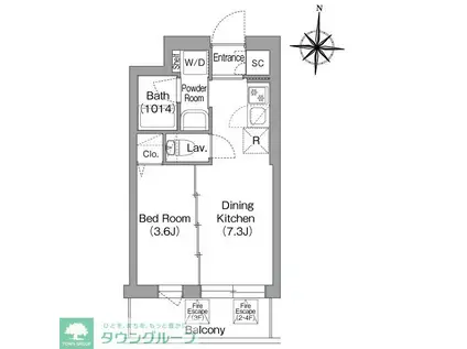 コンフォリア・リヴ両国イースト(1DK/3階)の間取り写真