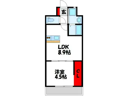 APARTMENT 3771(1LDK/4階)の間取り写真
