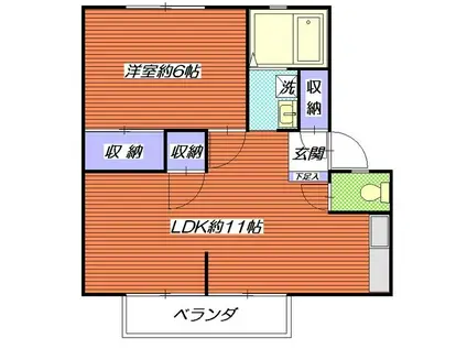 泉タウン20(1LDK/2階)の間取り写真