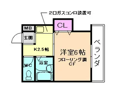 フローラ室町(1K/1階)の間取り写真