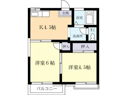高野台ハイツ(2K/2階)の間取り写真