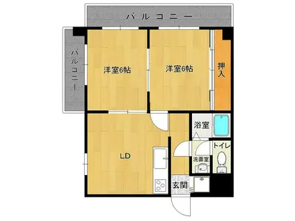 コーポ良邦(2DK/3階)の間取り写真