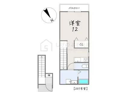 新治 貸アパート(1K/2階)の間取り写真