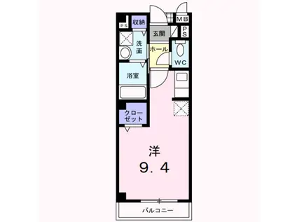 アウローラ(1K/2階)の間取り写真