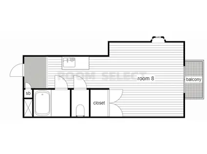 ユース宝扇(ワンルーム/3階)の間取り写真