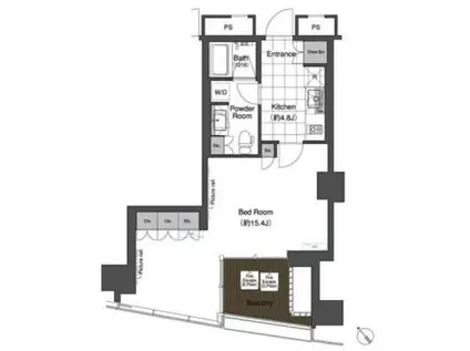 スカイハウス浜離宮(1K/23階)の間取り写真
