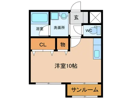 プリオル・エムII(ワンルーム/2階)の間取り写真