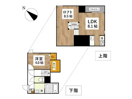 ADC花園II(1LDK/1階)の間取り写真