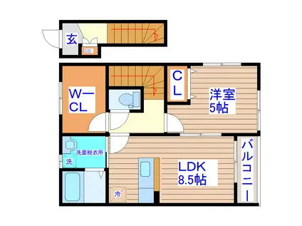 MTハウス B棟(1LDK/2階)の間取り写真