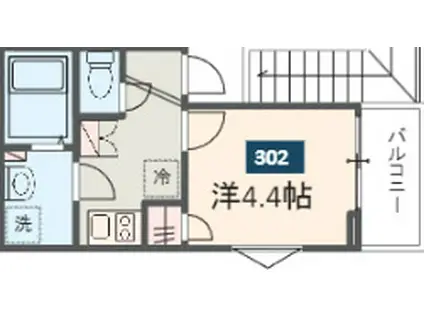 MELDIA西新井V(1K/3階)の間取り写真