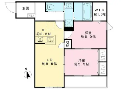 ル シエル(2LDK/2階)の間取り写真