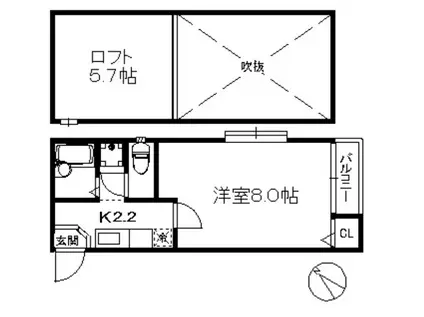 ポラリス友丘(1K/1階)の間取り写真
