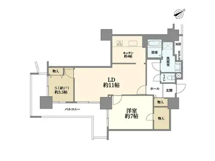 ヨコハマポートサイドロア壱番館(1SLDK/6階)の間取り写真