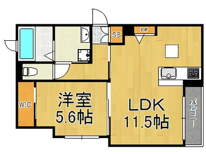 グリーンフォレスト西宮8(1LDK/1階)の間取り写真