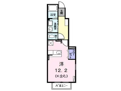 レジデンス輝II(ワンルーム/1階)の間取り写真