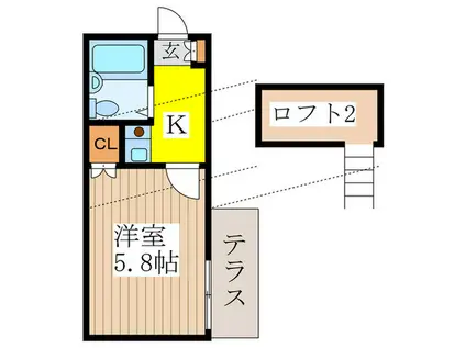 ディアコート(1K/1階)の間取り写真