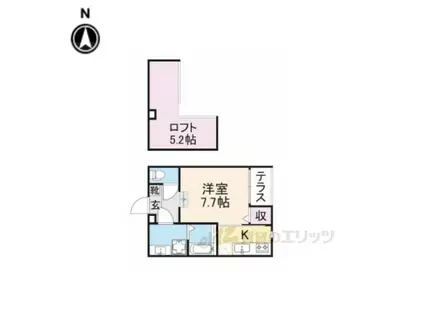 ハーモニーテラス音羽中芝町(1K/1階)の間取り写真