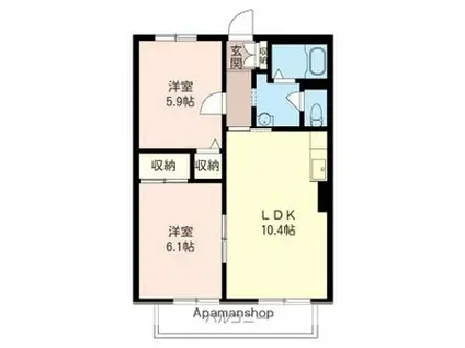 ソレアード(2LDK/2階)の間取り写真