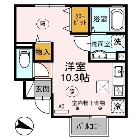 カーサドマーニ(ワンルーム/1階)の間取り写真