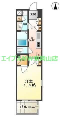 ヴィラ プリマ(1K/3階)の間取り写真